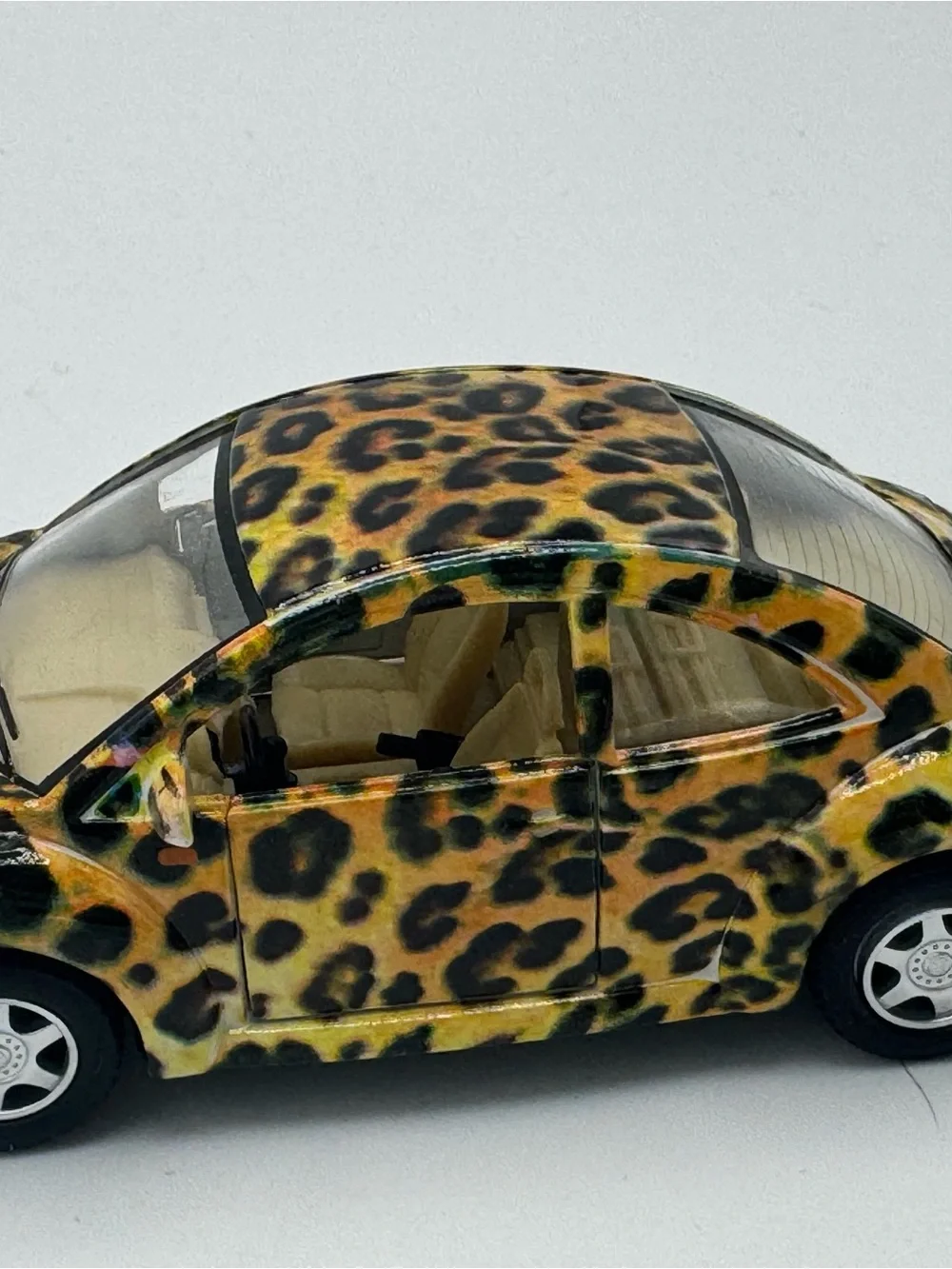 Leopard-Print Toy Beetle Car for Kids - Yellow/Black